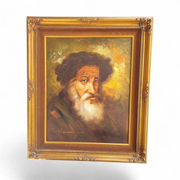 W.Dawson Original Oil Painting of Rabbi Jewish Art Certified Custom Frame - Picture 1 of 9